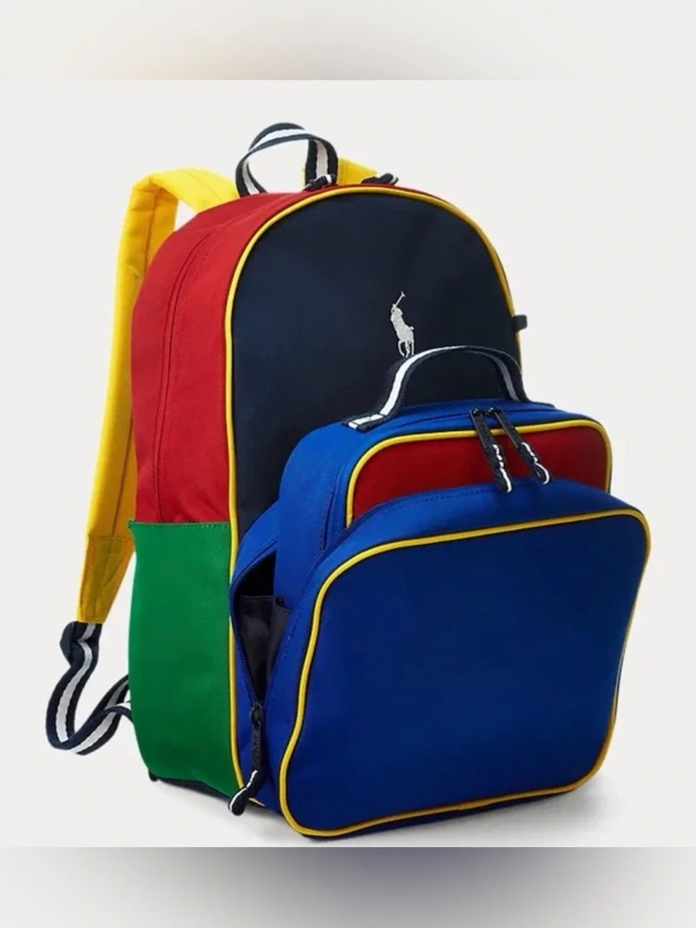 Polo Ralph Lauren Colorblock Youth Combo Pack Backpack Lunch Box & Pencil Case
